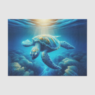 Swimming Sea Turtle Decoupage Ocean Wildlife Art Tissue Paper