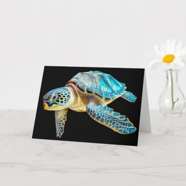 Swimming Sea Turtle Happy Birthday Card (Small Plant)