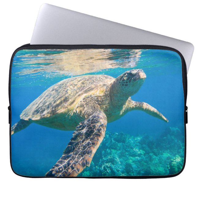 Swimming Sea Turtle Laptop Sleeve (Front)
