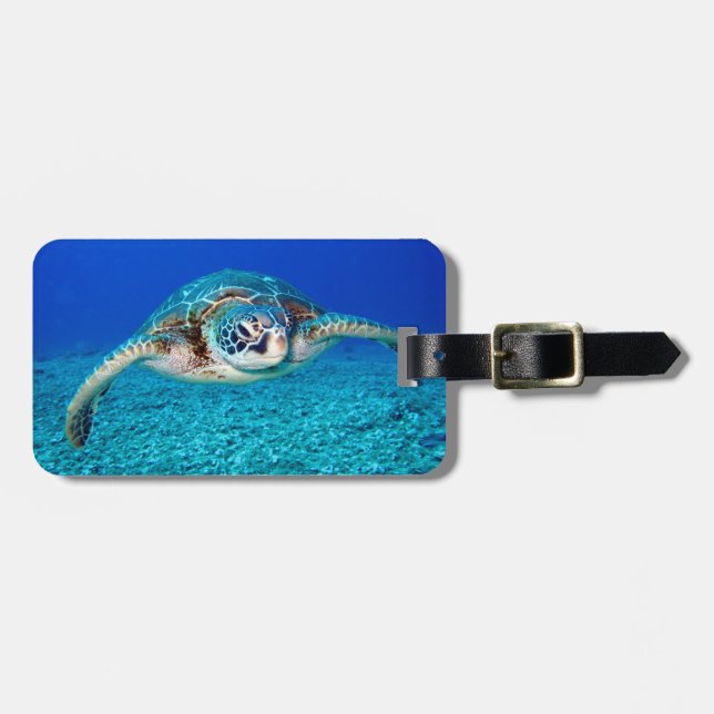 Swimming Sea Turtle Luggage Tag (Front Horizontal)