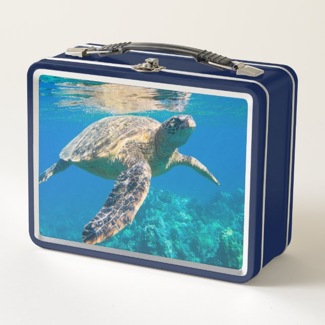 Swimming Sea Turtle Metal Lunch Box (Front)
