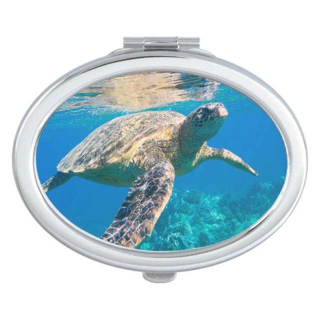 Swimming Sea Turtle Mirror For Makeup (Front)