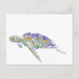 Swimming Sea Turtle Modern Art Postcard
