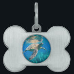 Swimming Sea Turtle Pet Name Tag<br><div class="desc">Underwater photograph of a sea turtle swimming in crystal clear water just below the surface.</div>