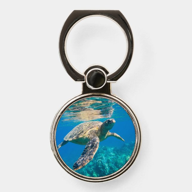 Swimming Sea Turtle Phone Ring Stand (Front)