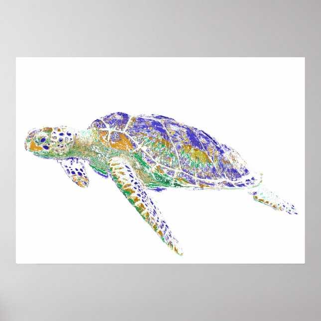 Swimming Sea Turtle Poster (Front)