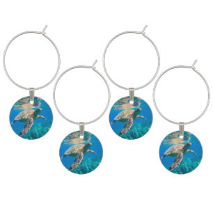 Swimming Sea Turtle Wine Glass Charm