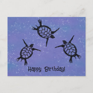 Swimming Sea Turtles  Happy Birthday Postcard