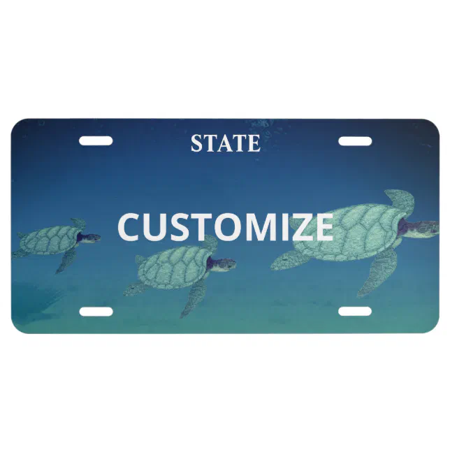 Swimming Sea Turtles in the Ocean License Plate Zazzle