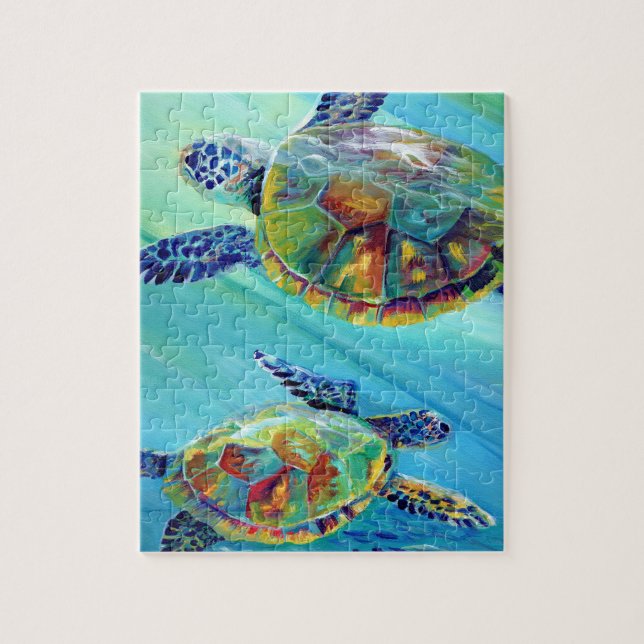 Swimming Sea Turtles in the Ocean Puzzles (Vertical)