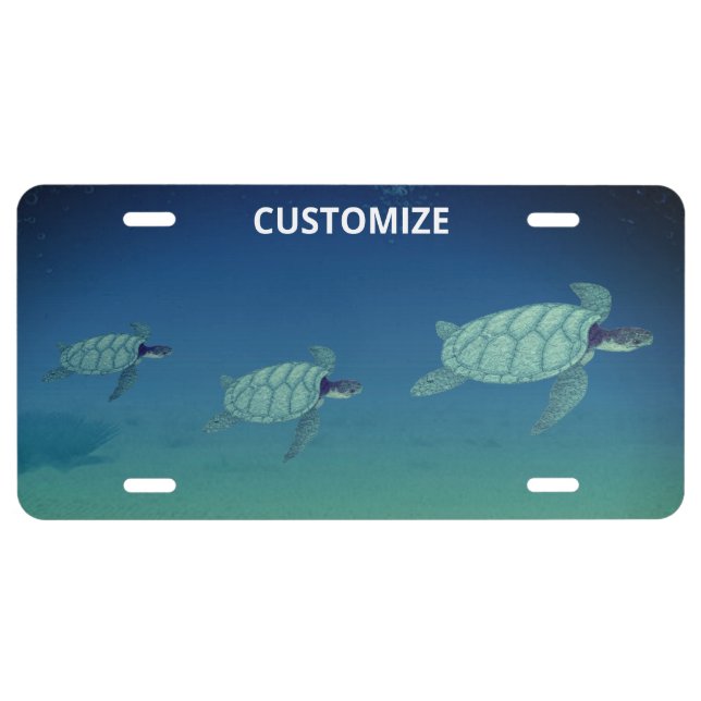 Swimming Sea Turtles License Plate (Front)