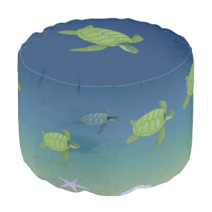 Swimming Sea Turtles Pouf