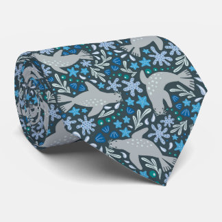 Swimming seals neck tie