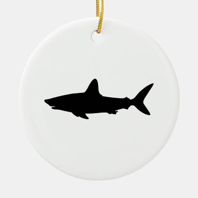 Swimming Shark Ceramic Ornament (Front)