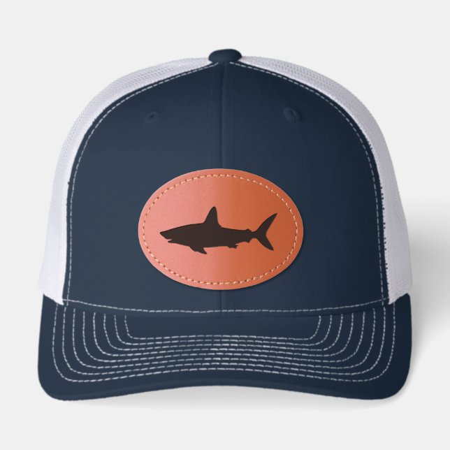 Swimming Shark Leather Patch Hat (Front)