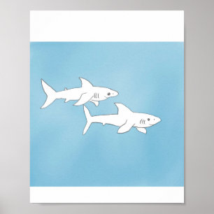 Swimming Sharks Poster