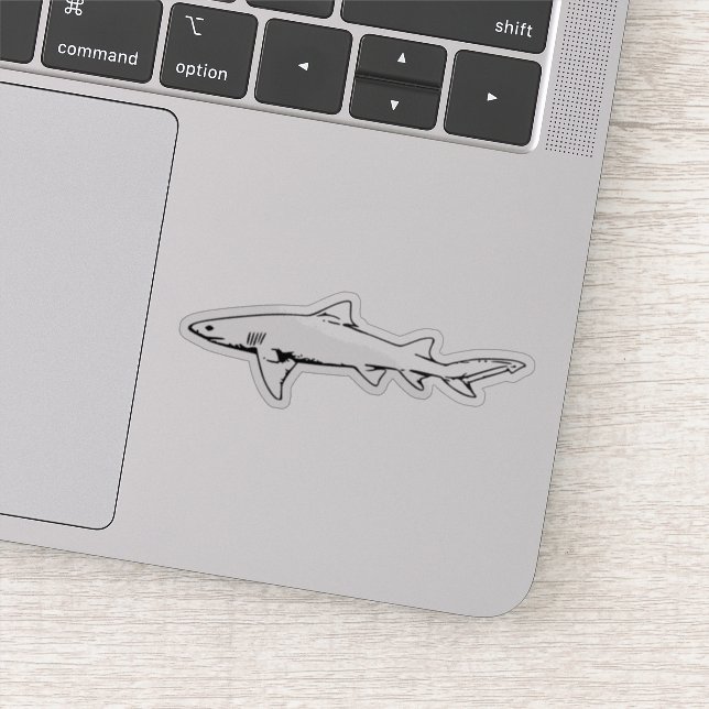 Swimming Silhouette Great White Shark Sticker (Detail)