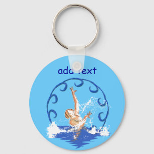 swimming sirene custom text keychain