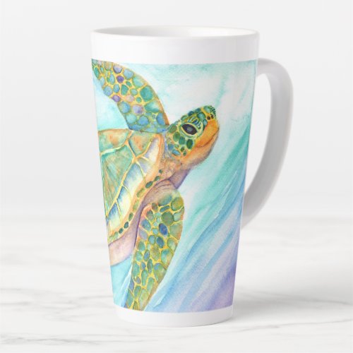 Swimming Smiling Sea Turtle Latte Mug