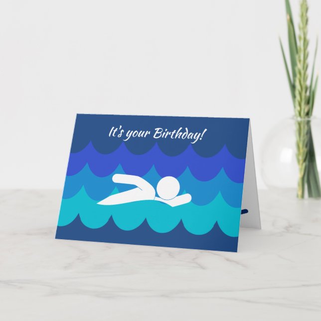 Swimming Sports Design Birthday Card (Front)