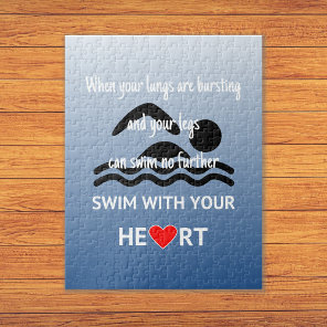 Swimming sports quotation blue jigsaw puzzle