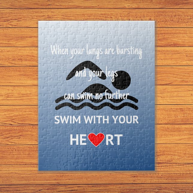 Swimming sports quotation blue jigsaw puzzle (Creator Uploaded)