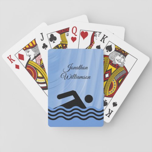 Swimming Sports silhouette of swimmer personalize Playing Cards