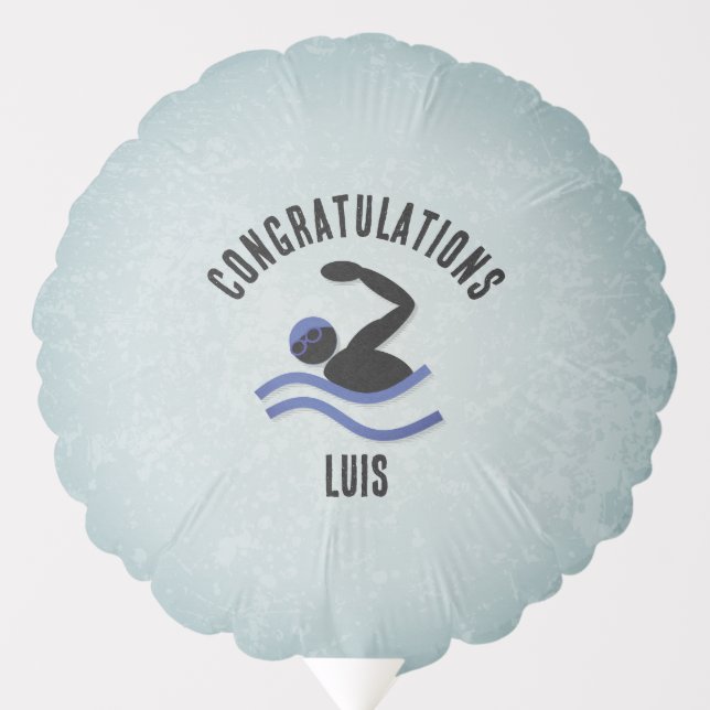 Swimming Success - Congratulations for Him Custom Balloon (Front)