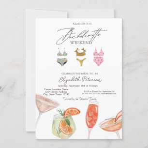 Swimming Suits Cocktails Bachelorette Party Invitation