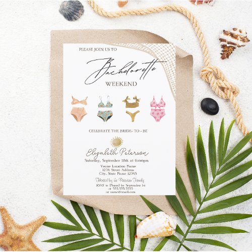  Swimming Suits Tropical Beach Bachelorette Party Invitation