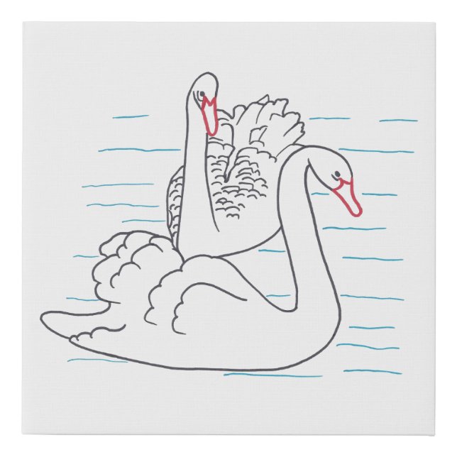 Swimming Swans Outline Drawing Paint It Canvas (Front)