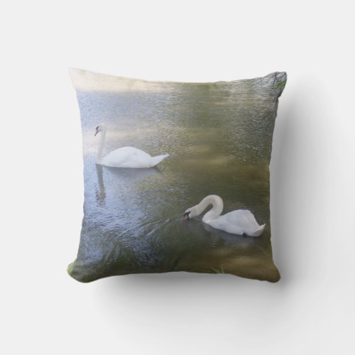 Swimming Swans Pillow