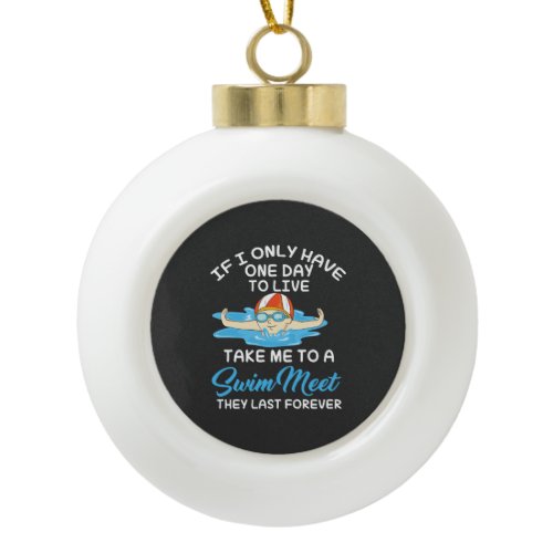 Swimming Swim Sport Gift Ceramic Ball Christmas Ornament