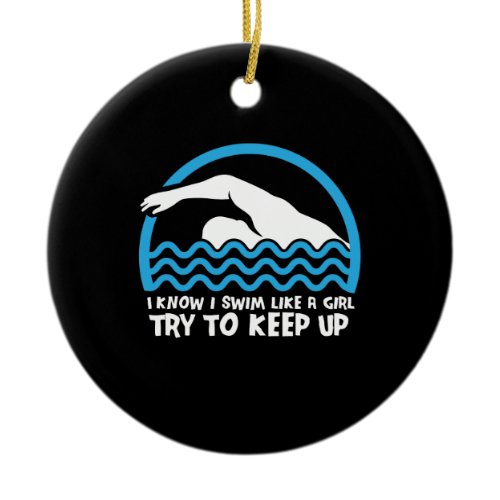 Swimming Swimmer Gift Ceramic Ornament