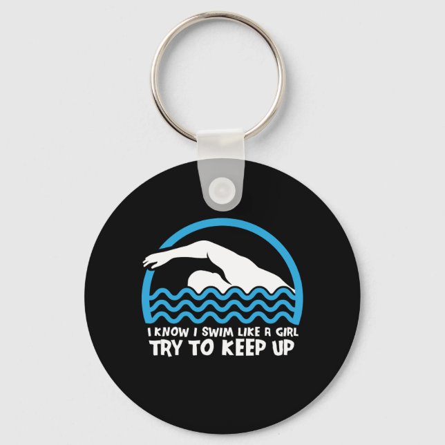 Swimming Swimmer Gift Keychain (Front)