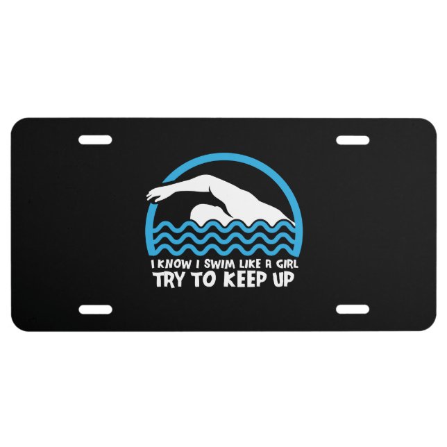 Swimming Swimmer Gift License Plate (Front)
