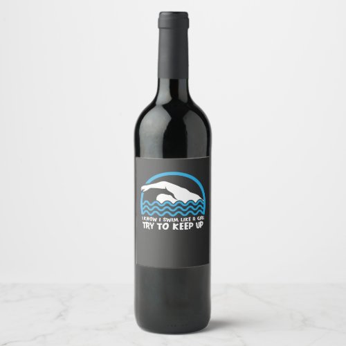 Swimming Swimmer Gift Wine Label