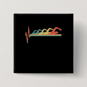 Swimming Swimmer Heartbeat Gift Premium Button