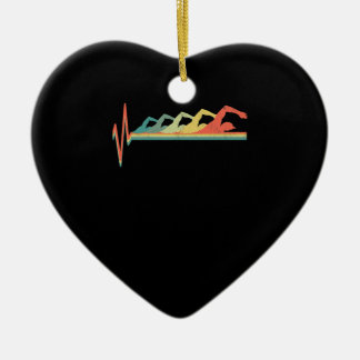 Swimming Swimmer Heartbeat  Gift Premium Ceramic Ornament