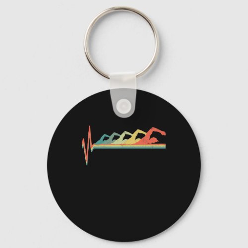 Swimming Swimmer Heartbeat Gift Premium Keychain