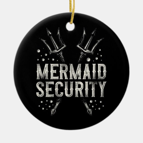 Swimming Swimmer Swim Mermaid Security Dad Coach  Ceramic Ornament