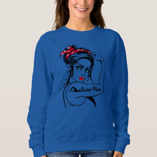 Swimming Swimmer Swim Mom Rosie The Riveter Pin Sweatshirt