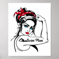 Swimming Swimmer Swim Mom Rosie The Riveter Pin Up