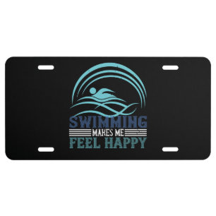 Swimming - Swimming makes me feel happy License Plate