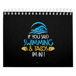 Swimming Taco Lover Funny Swim Team Men Women Calendar
