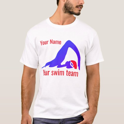 Swimming team your name freestyle swimmer T_Shirt
