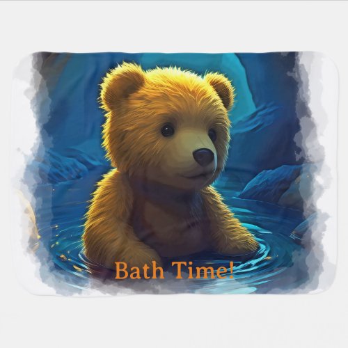 Swimming Teddy Bear Cartoon Design for Kids Baby Blanket