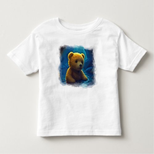 Swimming Teddy Bear Cartoon Design for Kids Toddler T_shirt