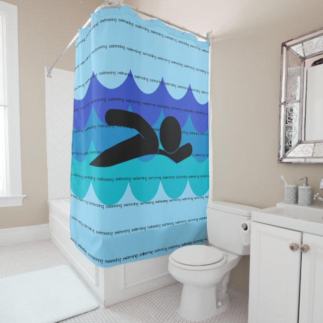 Swimming Text Design Shower Curtain