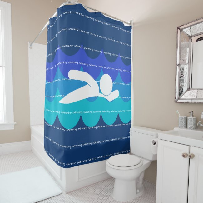 Swimming Text Design Shower Curtain